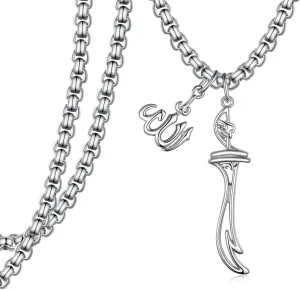 Muslim Sword necklace for Men Sterling Silver Allah Muslim Necklace Islamic Gifts Muslim Jewelry for Men