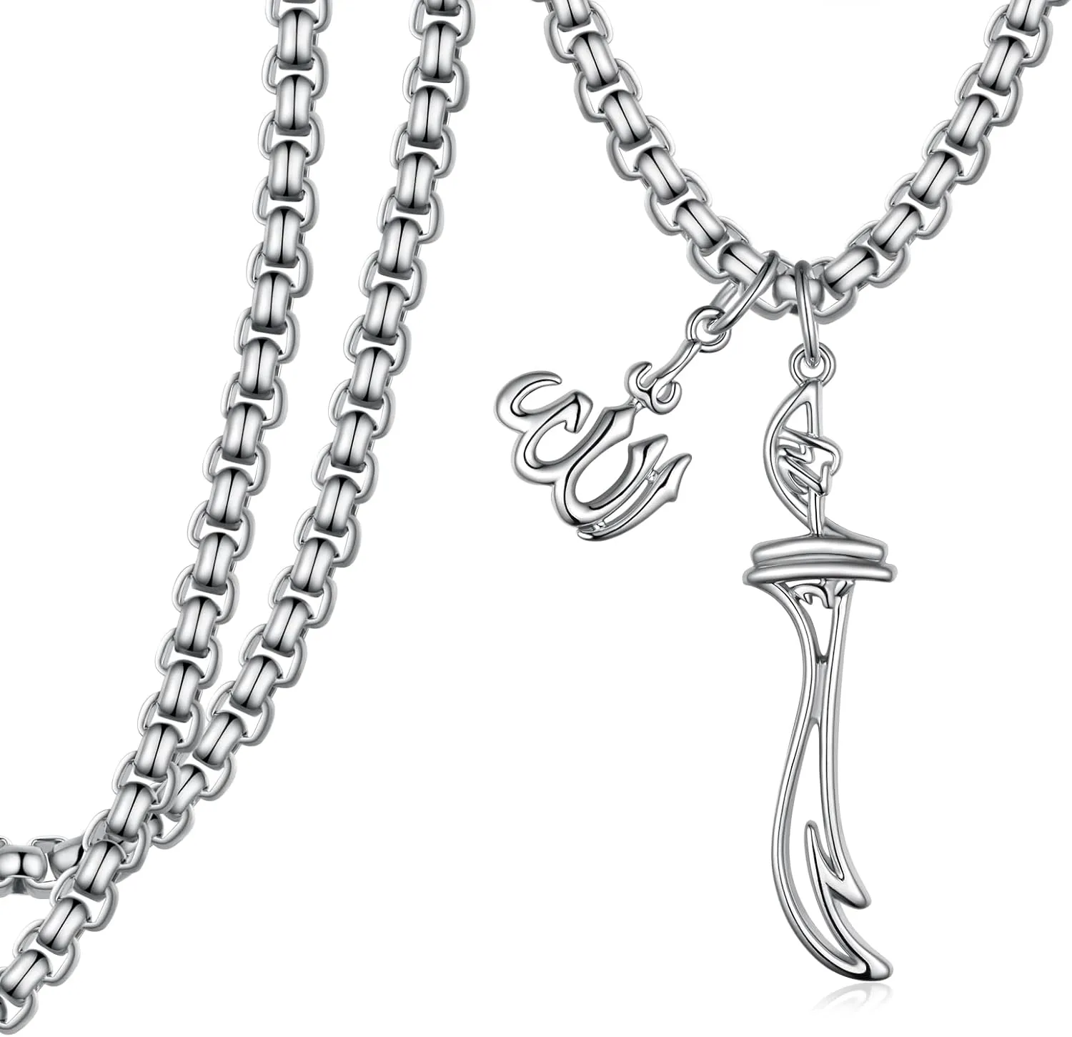 Muslim Sword necklace for Men Sterling Silver Allah Muslim Necklace Islamic Gifts Muslim Jewelry for Men