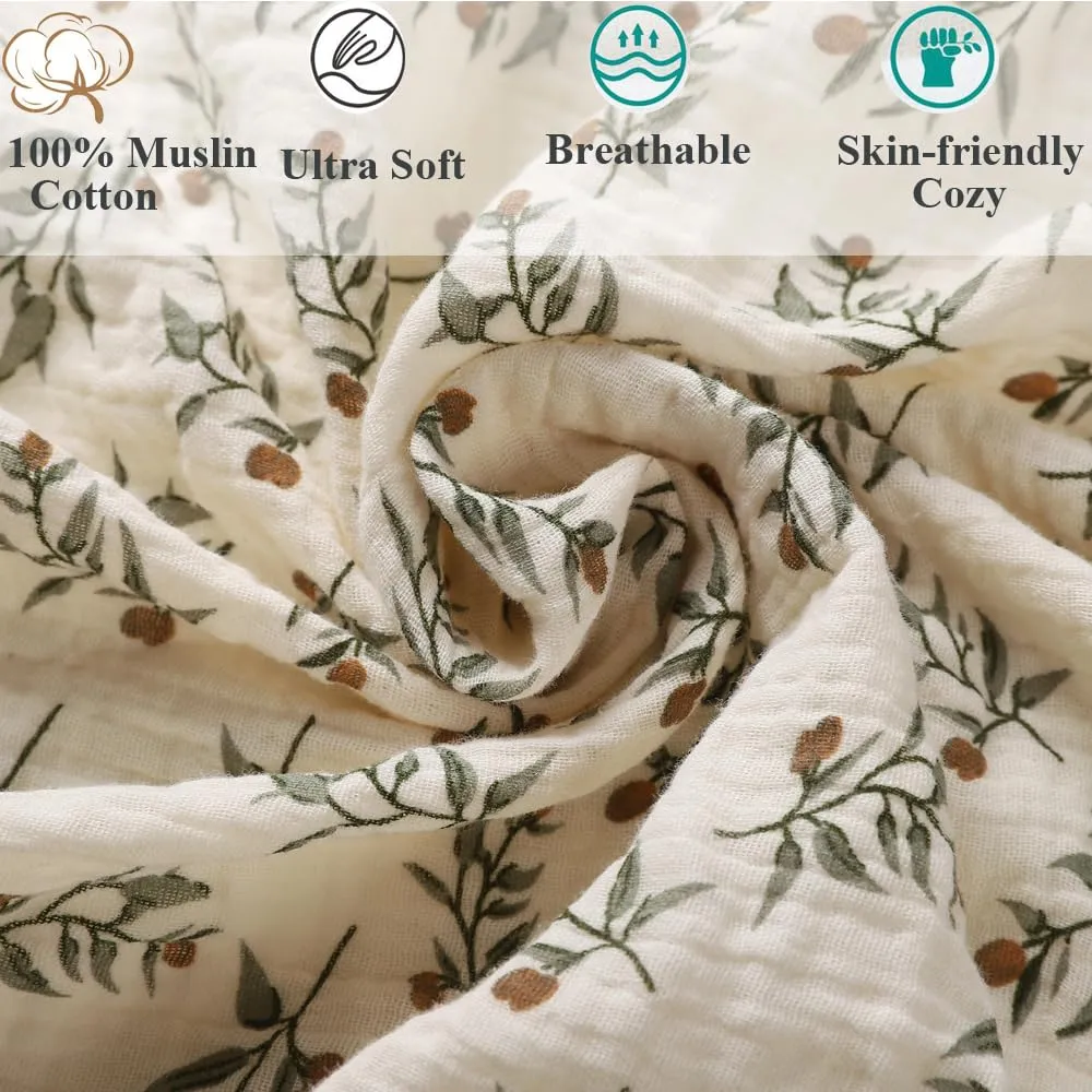Muslin Bassinet Sheet Compatible with Halo Bassinest Swivel Flex Glide Premiere & Luxe Series Sleeper 2 Pack Cotton Stylish Boho Fitted Bassinet Sheets Super Soft for Baby Roman Green & Botanical Leaf