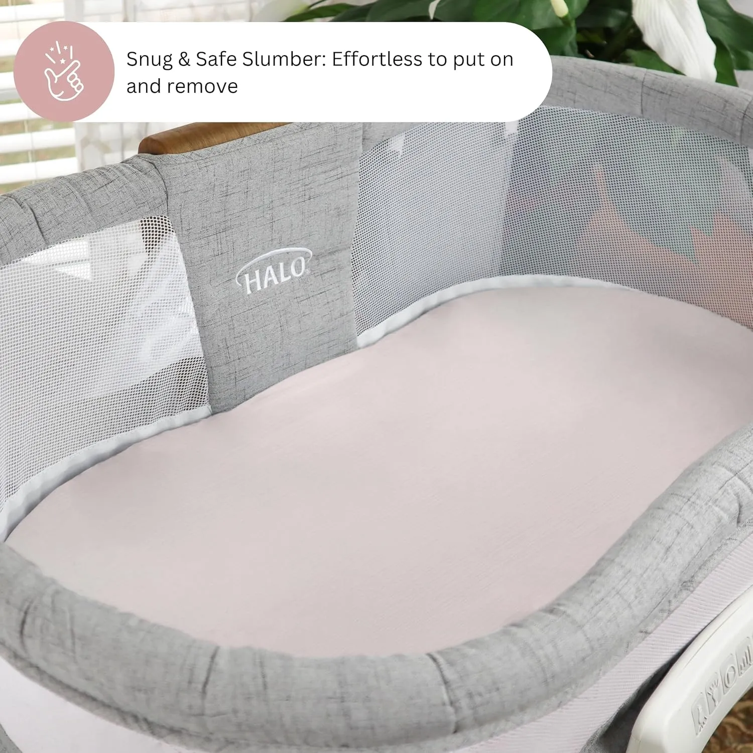 Muslin Bassinet Sheets Compatible with Halo Bassinest Swivel, Flex, Glide, Premiere and Luxe Series Sleeper, Pack 3, 33 X 17 Inch, Ultra Soft and Snug Fit, Unisex Boys Girls, Pink Rainbow