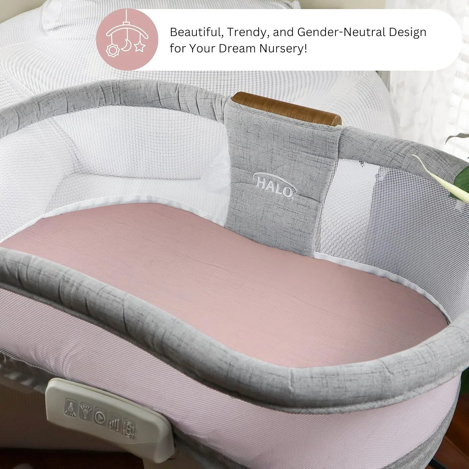 Muslin Bassinet Sheets Compatible with Halo Bassinest Swivel, Flex, Glide, Premiere and Luxe Series Sleeper, Pack 3, 33 X 17 Inch, Ultra Soft and Snug Fit, Unisex Boys Girls, Pink Rainbow