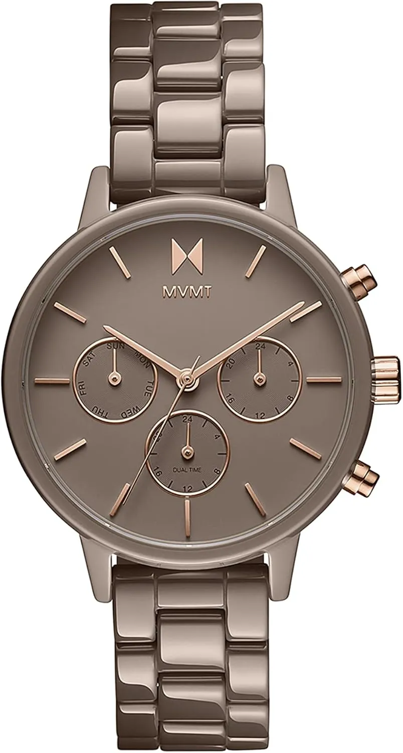 MVMT Nova - Dual Timezone Women’s Wristwatch - Minimalist Dress Watch for Women - 3 ATM/30 Meters Water-Resistant Timepiece - Stainless Steel Analog Women’s Watch with Interchangeable Bands - 38mm