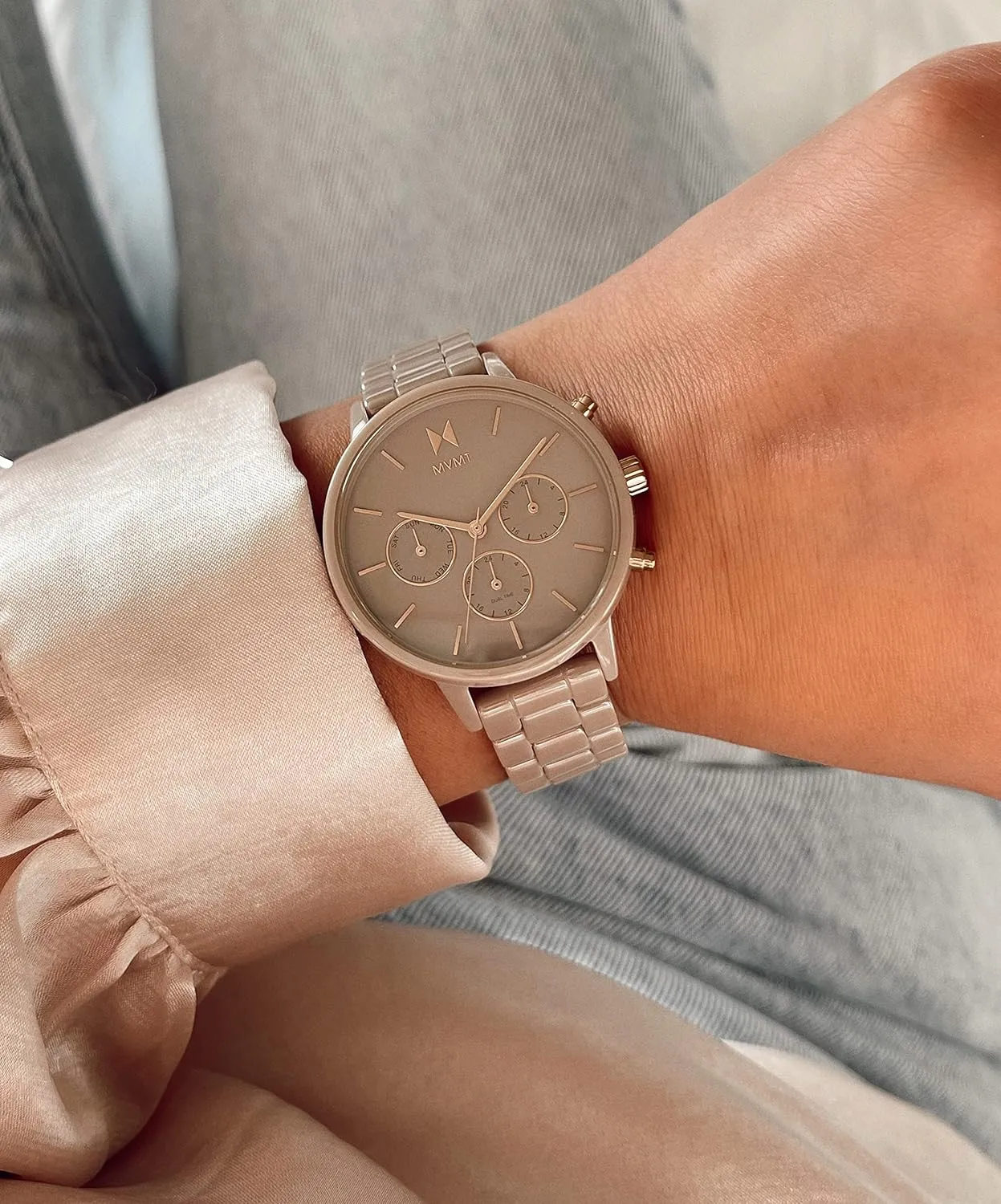 MVMT Nova - Dual Timezone Women’s Wristwatch - Minimalist Dress Watch for Women - 3 ATM/30 Meters Water-Resistant Timepiece - Stainless Steel Analog Women’s Watch with Interchangeable Bands - 38mm