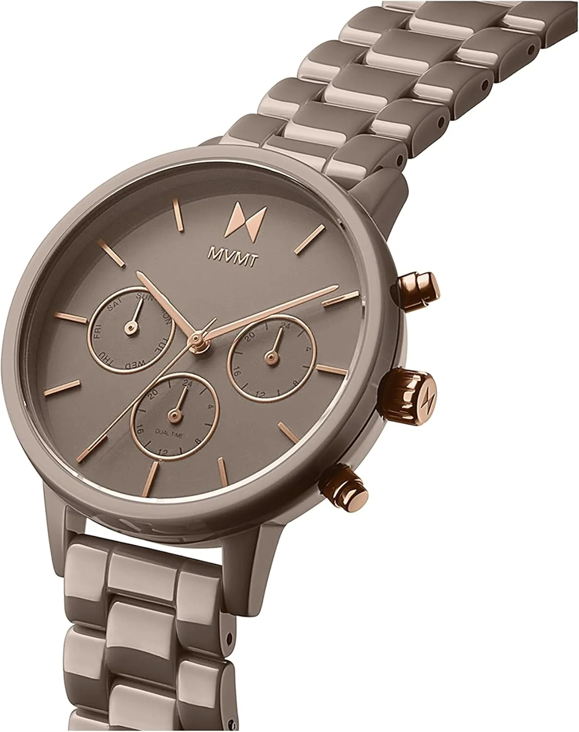 MVMT Nova - Dual Timezone Women’s Wristwatch - Minimalist Dress Watch for Women - 3 ATM/30 Meters Water-Resistant Timepiece - Stainless Steel Analog Women’s Watch with Interchangeable Bands - 38mm