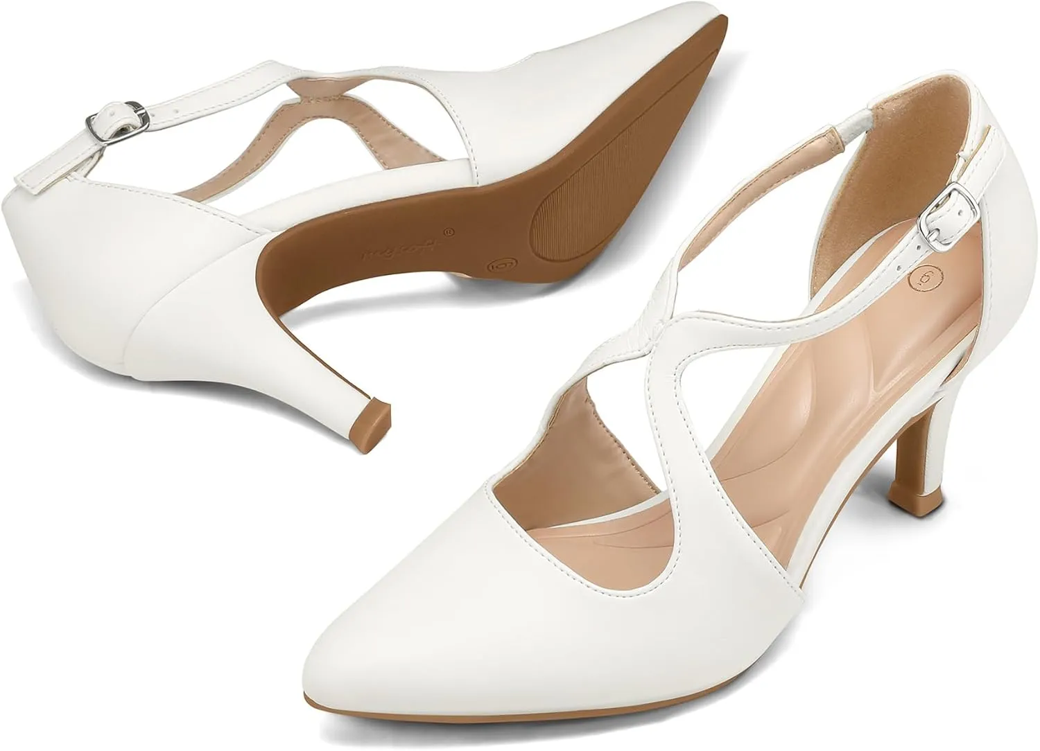 mysoft Women's Dress Shoes Closed Toe 3 Inch Heels Cross Strap Stiletto Pumps Wedding Prom Party Evening Formal Shoes