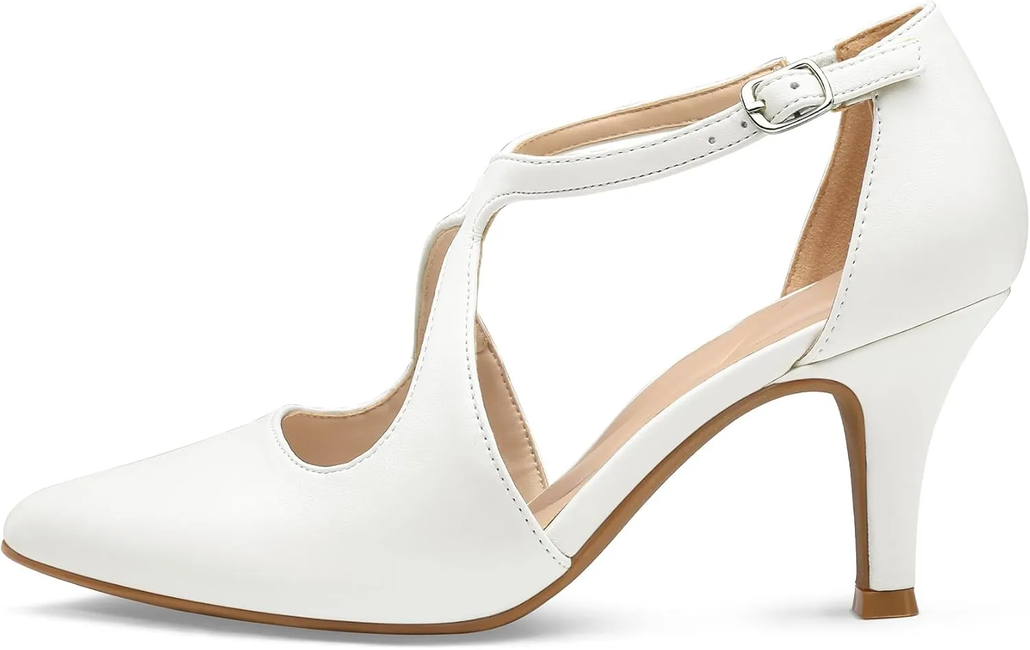 mysoft Women's Dress Shoes Closed Toe 3 Inch Heels Cross Strap Stiletto Pumps Wedding Prom Party Evening Formal Shoes