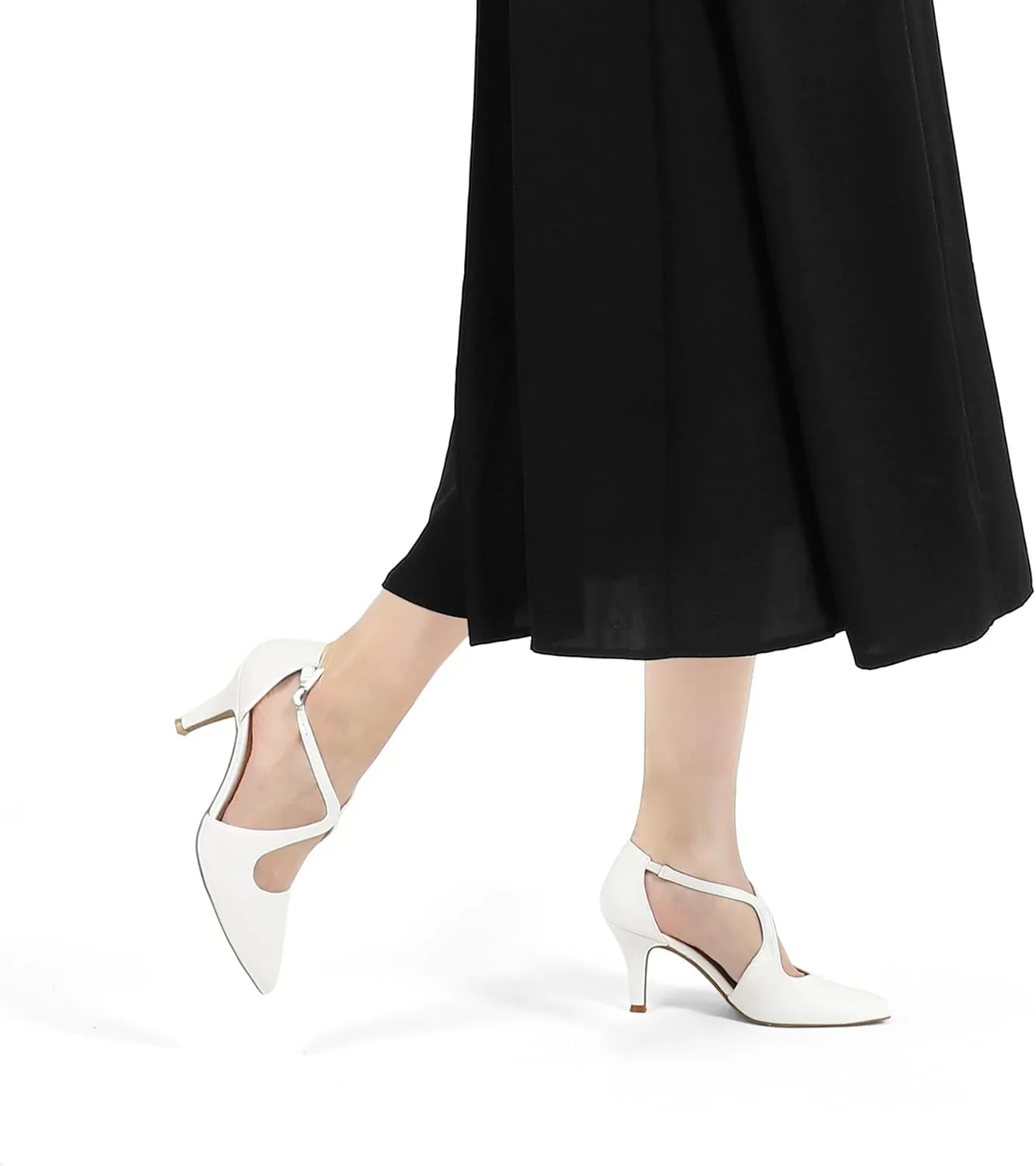 mysoft Women's Dress Shoes Closed Toe 3 Inch Heels Cross Strap Stiletto Pumps Wedding Prom Party Evening Formal Shoes