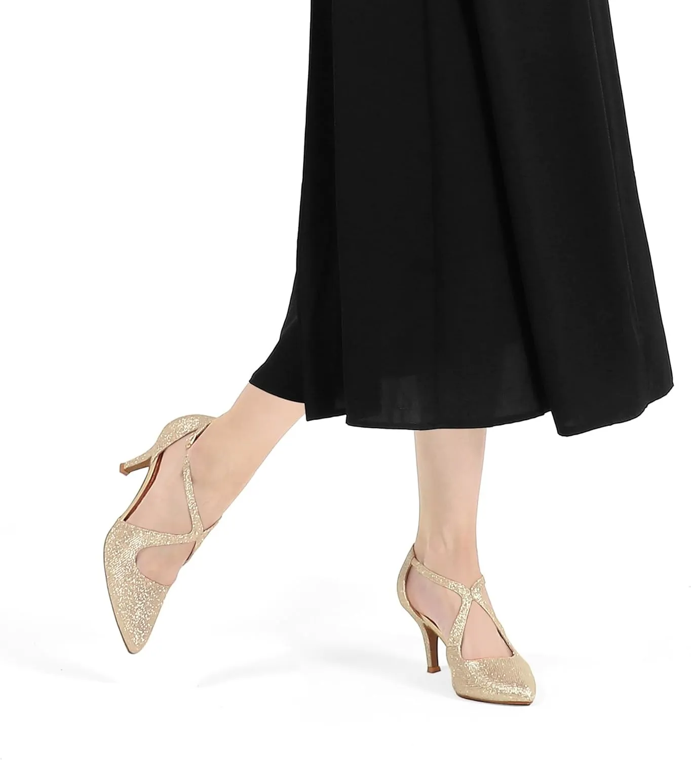 mysoft Women's Dress Shoes Closed Toe 3 Inch Heels Cross Strap Stiletto Pumps Wedding Prom Party Evening Formal Shoes