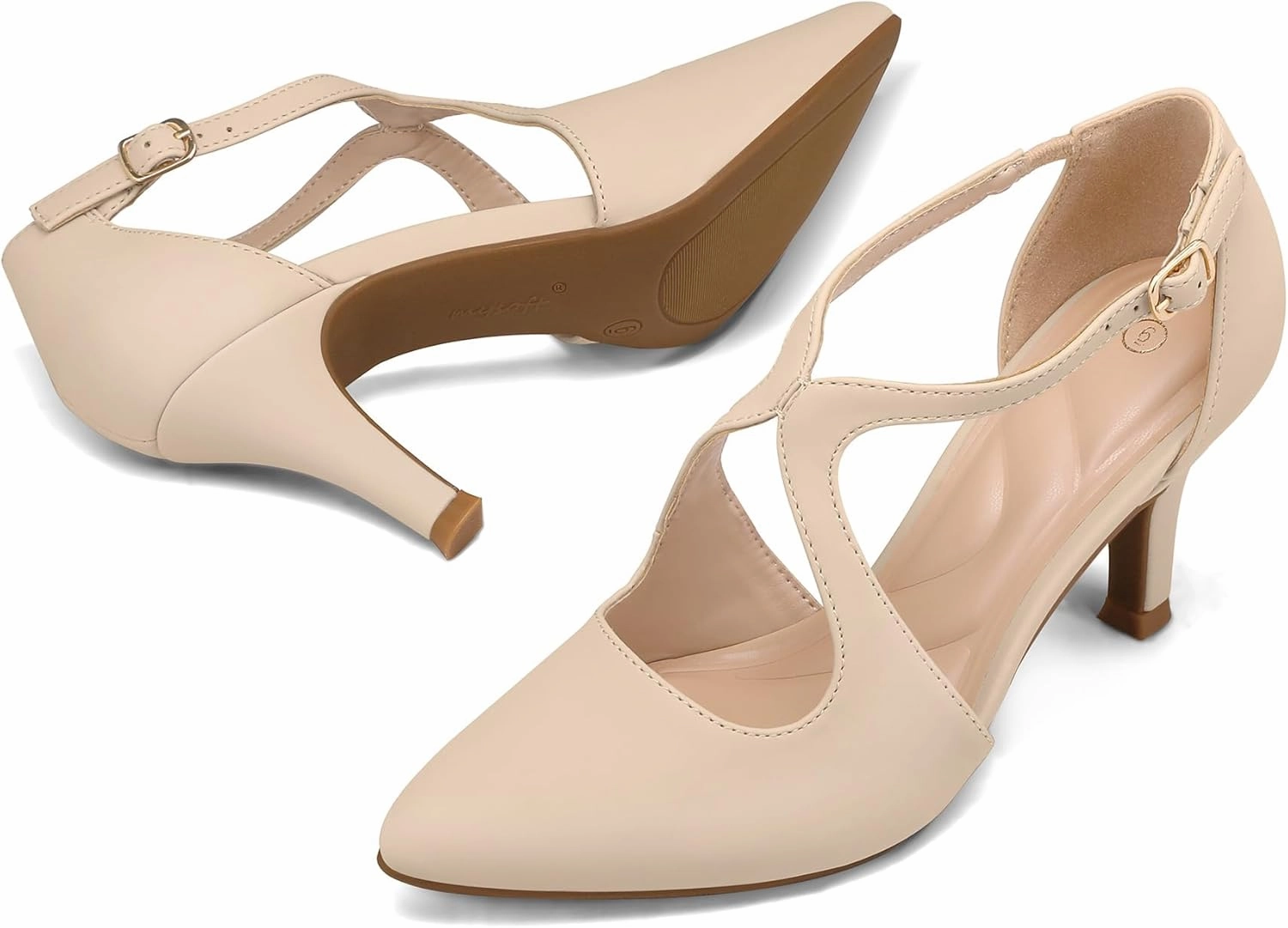 mysoft Women's Dress Shoes Closed Toe 3 Inch Heels Cross Strap Stiletto Pumps Wedding Prom Party Evening Formal Shoes