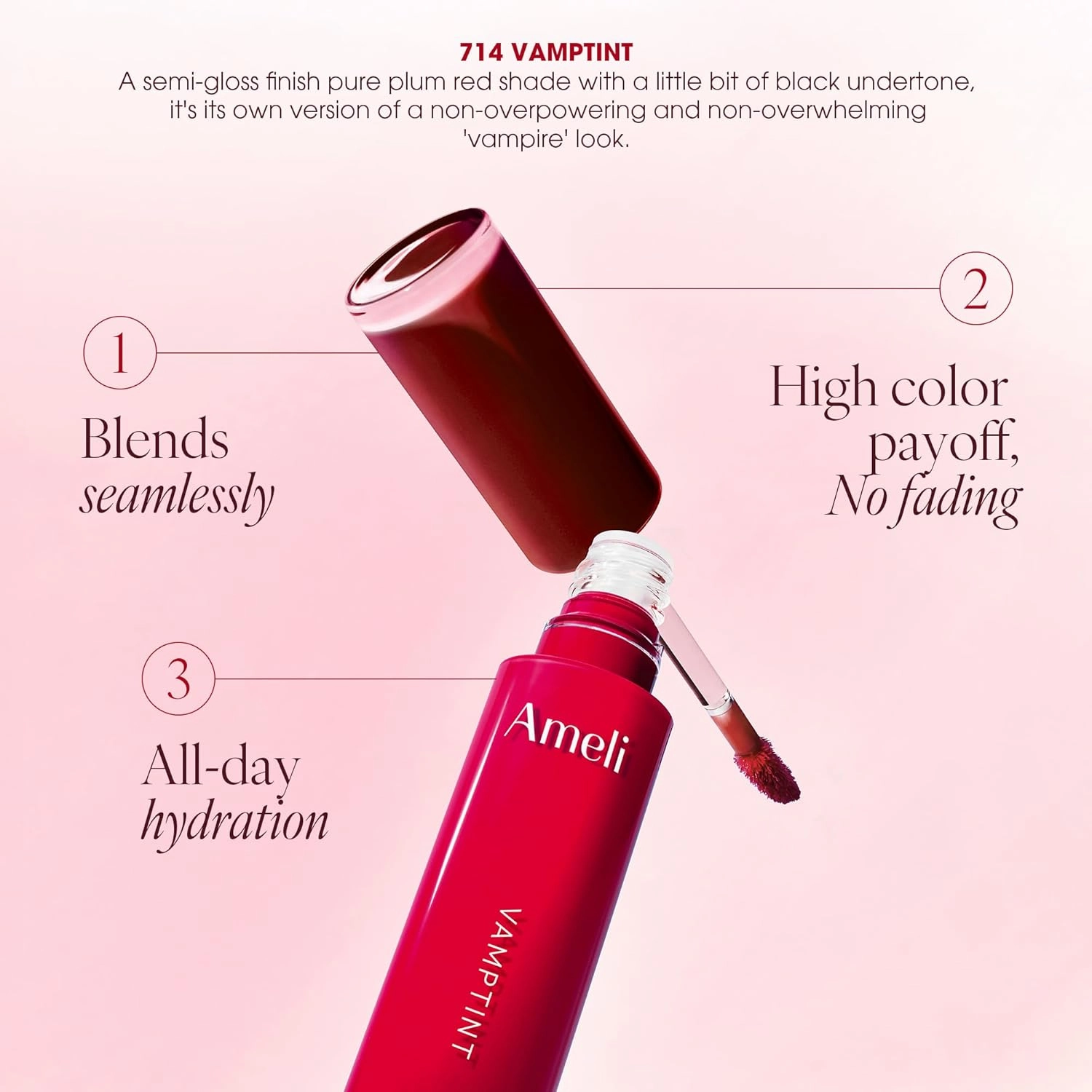 NARCISSISM LIP TINT 714 VAMPINT, Soft Shine Tinted Lip Stain, Conditions Lips   Gives a Natural, Dewy Flush (4.5g, 0.01 oz.)