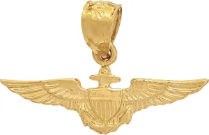 Navy Aviator Wings Charm 14K Gold 10.5mm