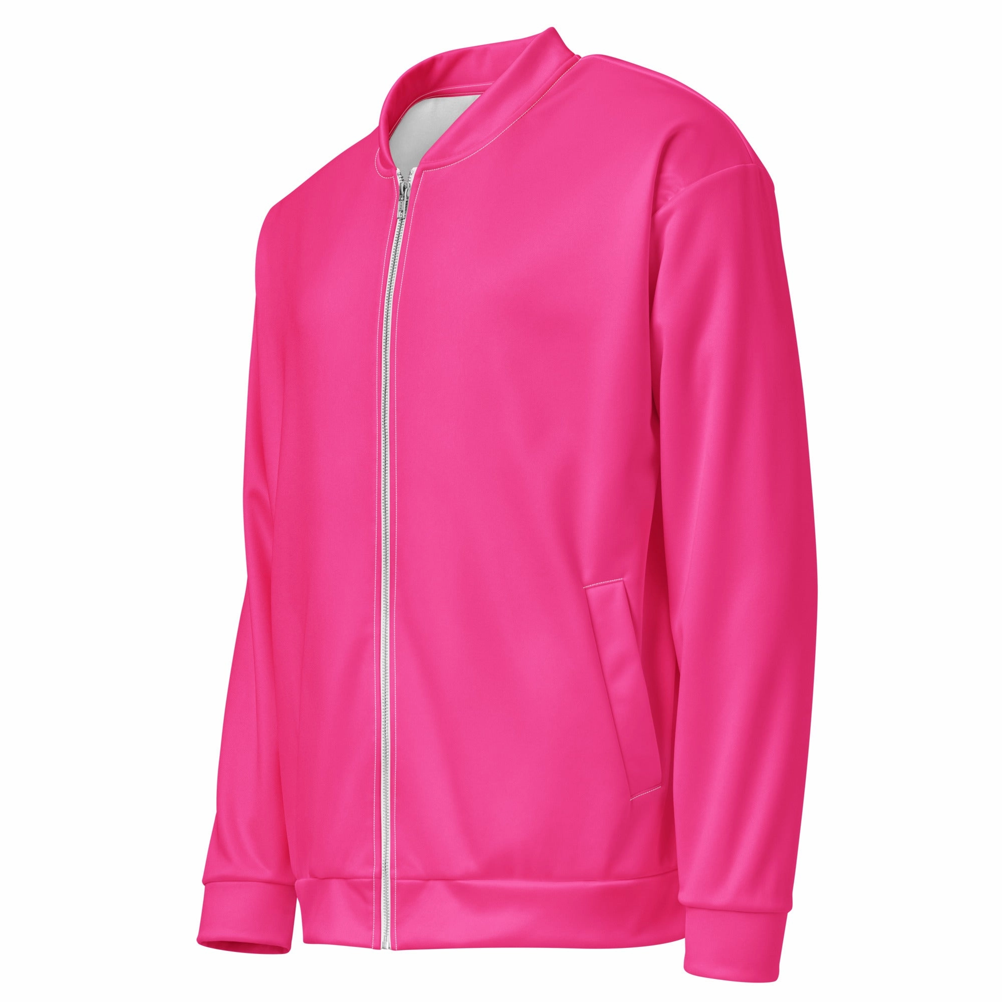Neon Pink Fleece Lined Unisex Bomber Jacket