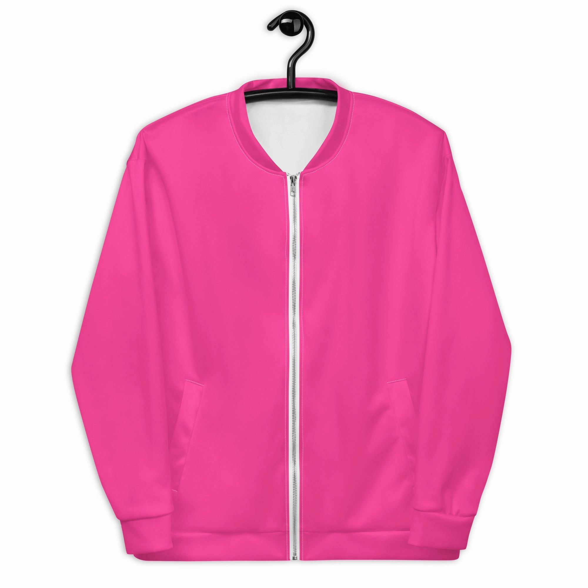 Neon Pink Fleece Lined Unisex Bomber Jacket
