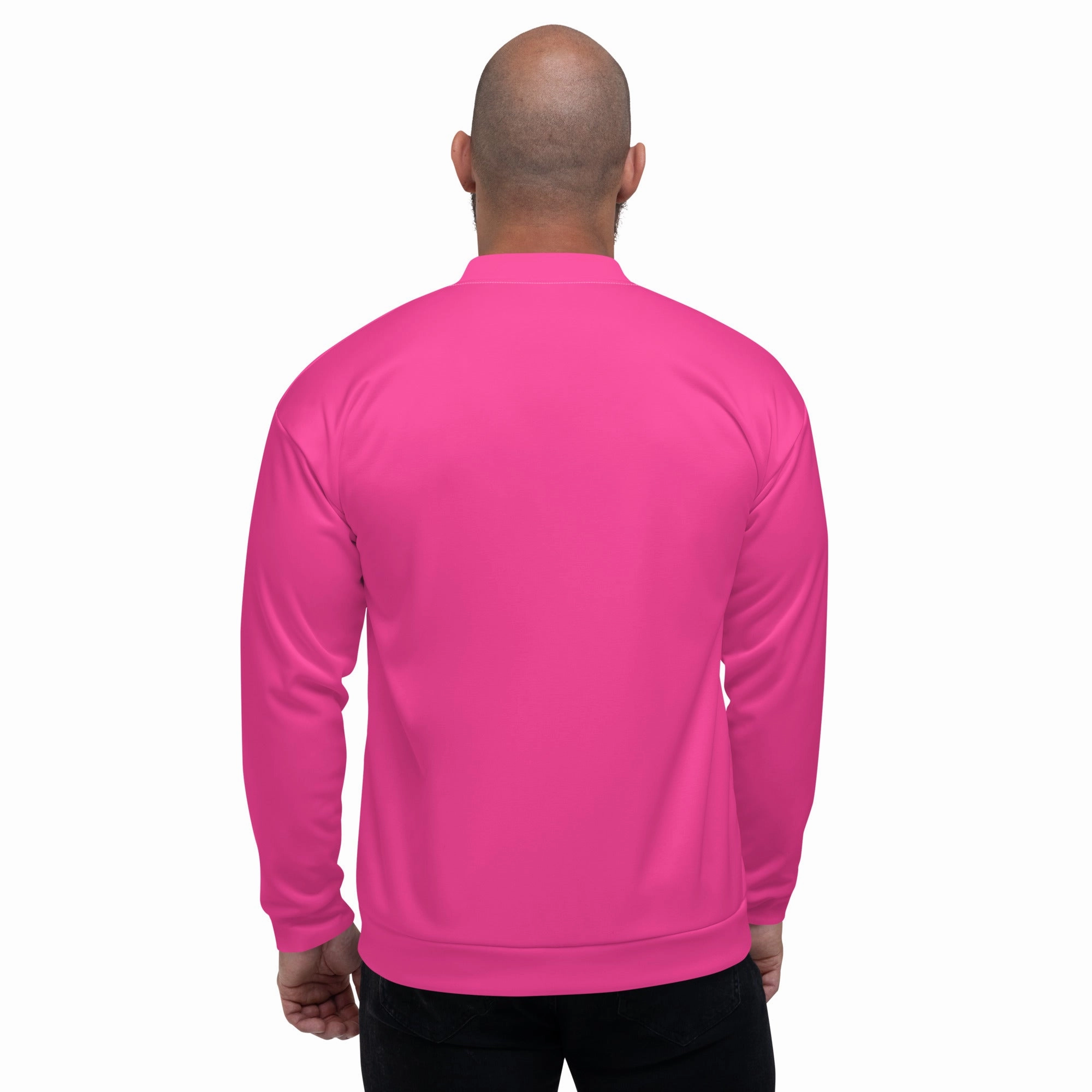 Neon Pink Fleece Lined Unisex Bomber Jacket
