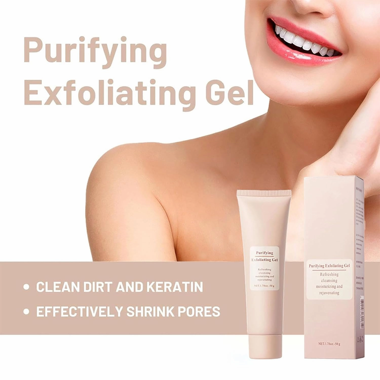 Neslemy Purifying Exfoliating Gel, Purifying Enzymes Exfoliating Gel, Gentle Body Scrubber Moisturizing Gels, Deep Cleansing Face and Body Exfoliatings Scrub Gels for All Skin (2Pcs, s)