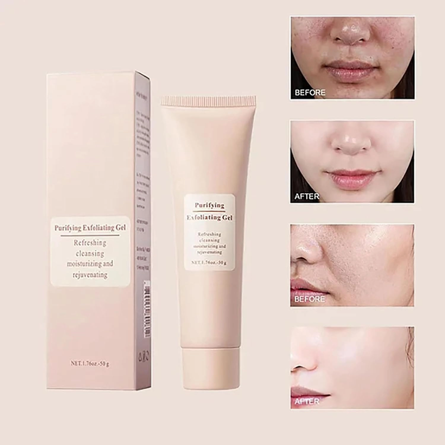Neslemy Purifying Exfoliating Gel, Purifying Enzymes Exfoliating Gel, Gentle Body Scrubber Moisturizing Gels, Deep Cleansing Face and Body Exfoliatings Scrub Gels for All Skin (2Pcs, s)