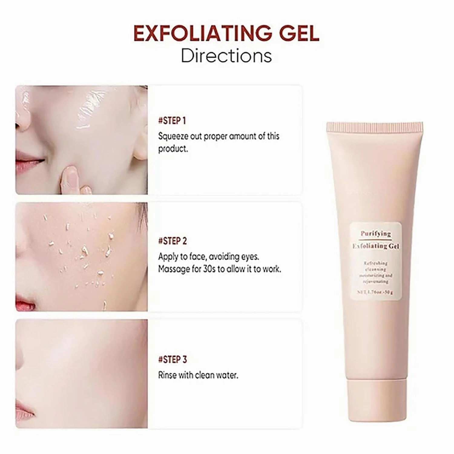 Neslemy Purifying Exfoliating Gel, Purifying Enzymes Exfoliating Gel, Gentle Body Scrubber Moisturizing Gels, Deep Cleansing Face and Body Exfoliatings Scrub Gels for All Skin (2Pcs, s)