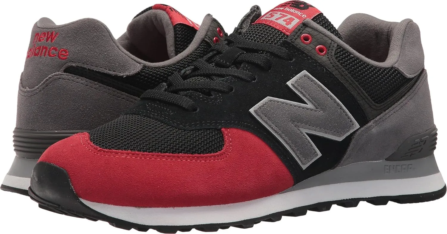 New Balance Men's 574 Serpent Luxe Sneaker,Black with Team Red,8 D US