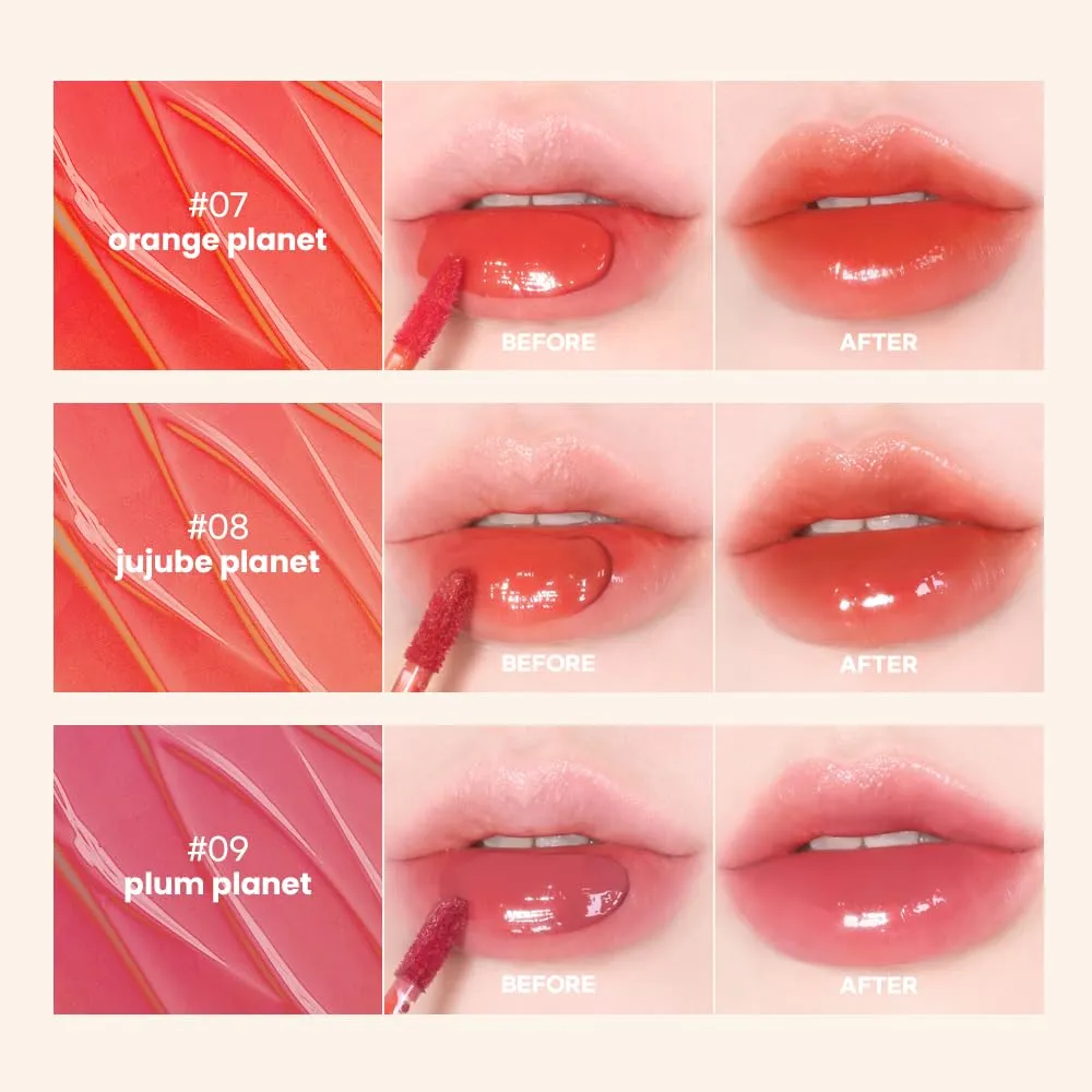 New Planet Tint | Clear Glow Tint Non-Sticky Lightweight Hydrating Long-Lasting Shine High Pigmented Volumizing Moisturizing Natural Lip Stain (#07 Orange Planet, 4.1g)