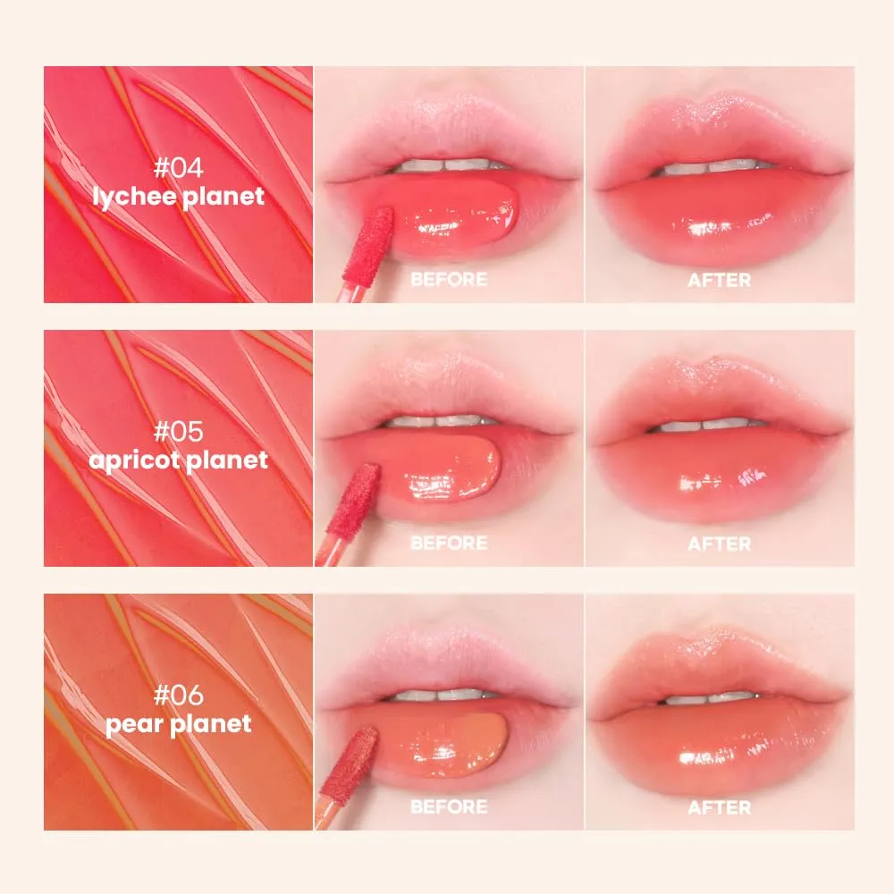 New Planet Tint | Clear Glow Tint Non-Sticky Lightweight Hydrating Long-Lasting Shine High Pigmented Volumizing Moisturizing Natural Lip Stain (#07 Orange Planet, 4.1g)