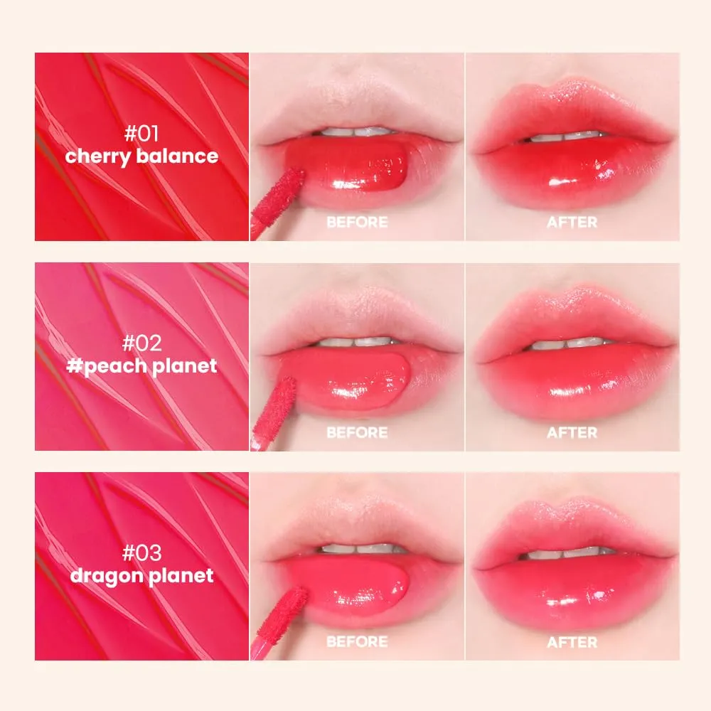 New Planet Tint | Clear Glow Tint Non-Sticky Lightweight Hydrating Long-Lasting Shine High Pigmented Volumizing Moisturizing Natural Lip Stain (#07 Orange Planet, 4.1g)