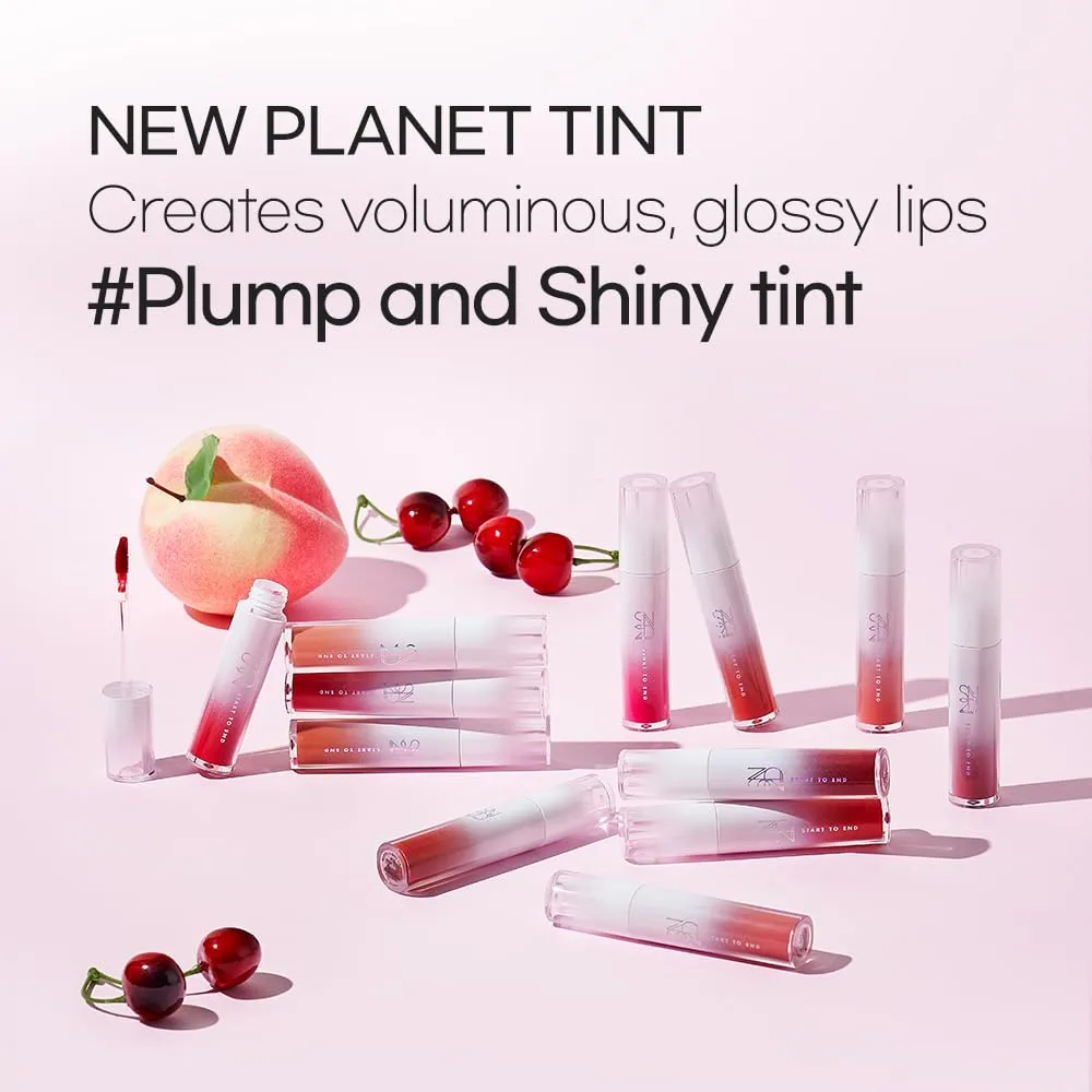 New Planet Tint | Clear Glow Tint Non-Sticky Lightweight Hydrating Long-Lasting Shine High Pigmented Volumizing Moisturizing Natural Lip Stain (#07 Orange Planet, 4.1g)