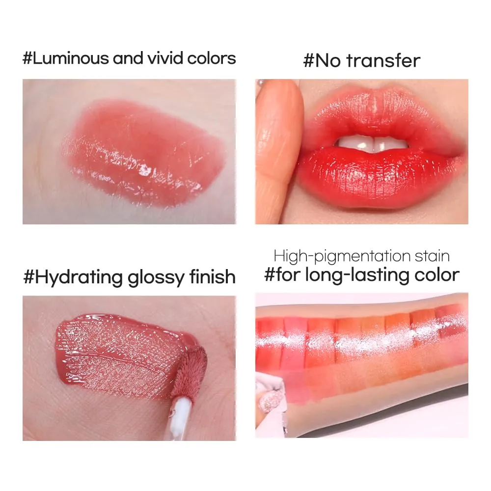 New Planet Tint | Clear Glow Tint Non-Sticky Lightweight Hydrating Long-Lasting Shine High Pigmented Volumizing Moisturizing Natural Lip Stain (#07 Orange Planet, 4.1g)