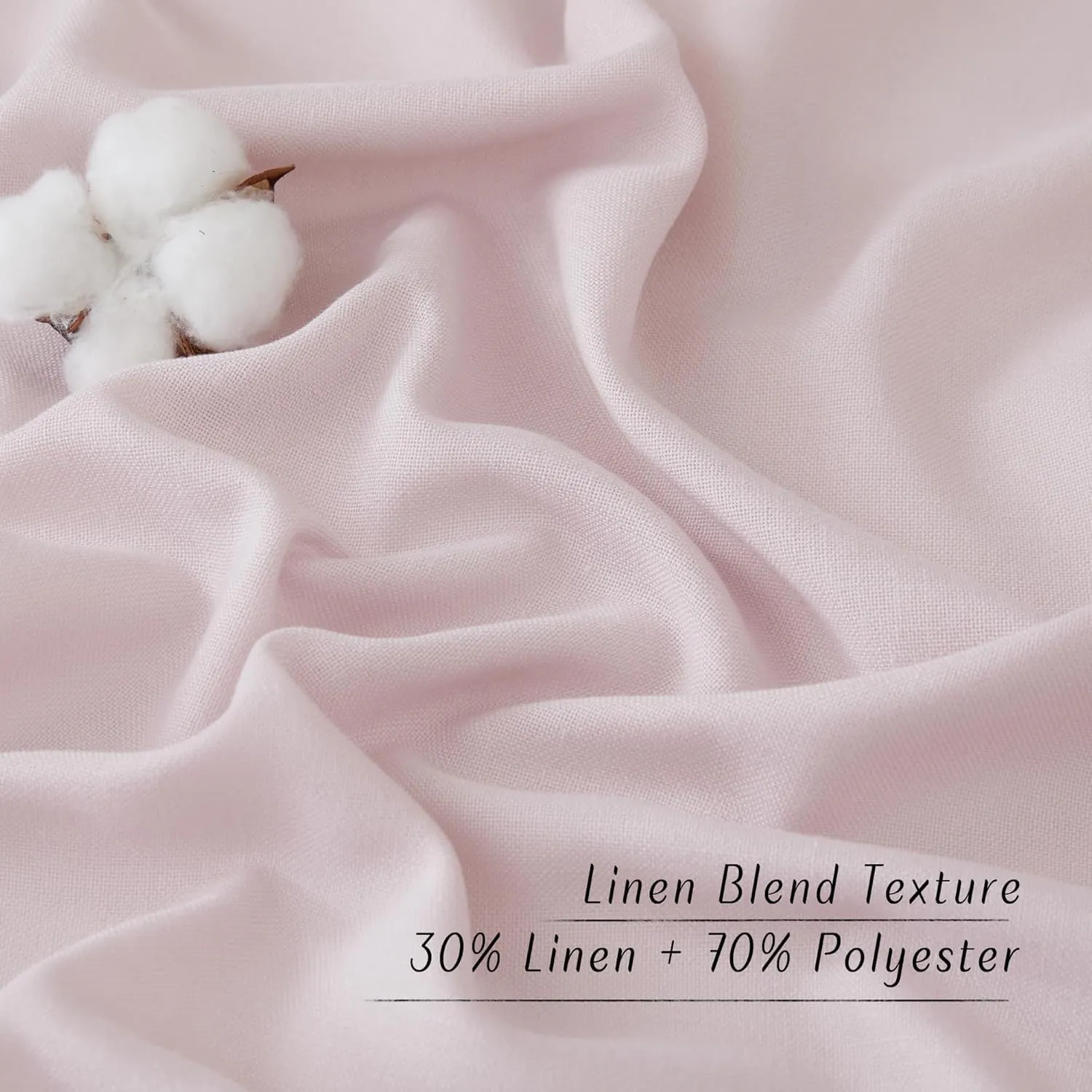 NICETOWN Blush Pink Linen Curtains for Kitchen, Thick Flax Small Window Treatments Semi Sheer Privacy Assured with Light Through for Cafe/Bathroom, W34 x L36, 2 Panels