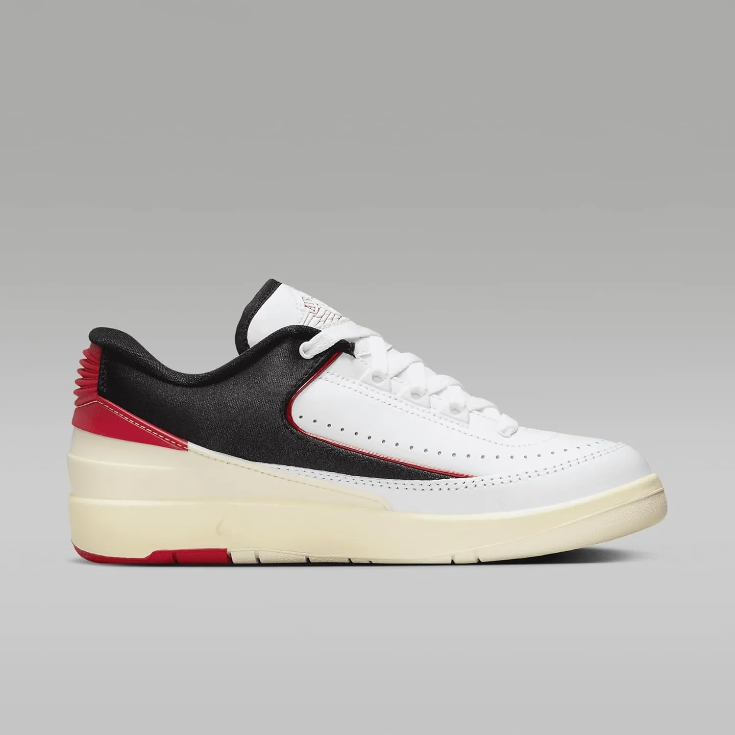 Nike Air Jordan 2 Low Black Satin Women's Shoes (FD4849-106, White/Black/Coconut Milk/University Red)