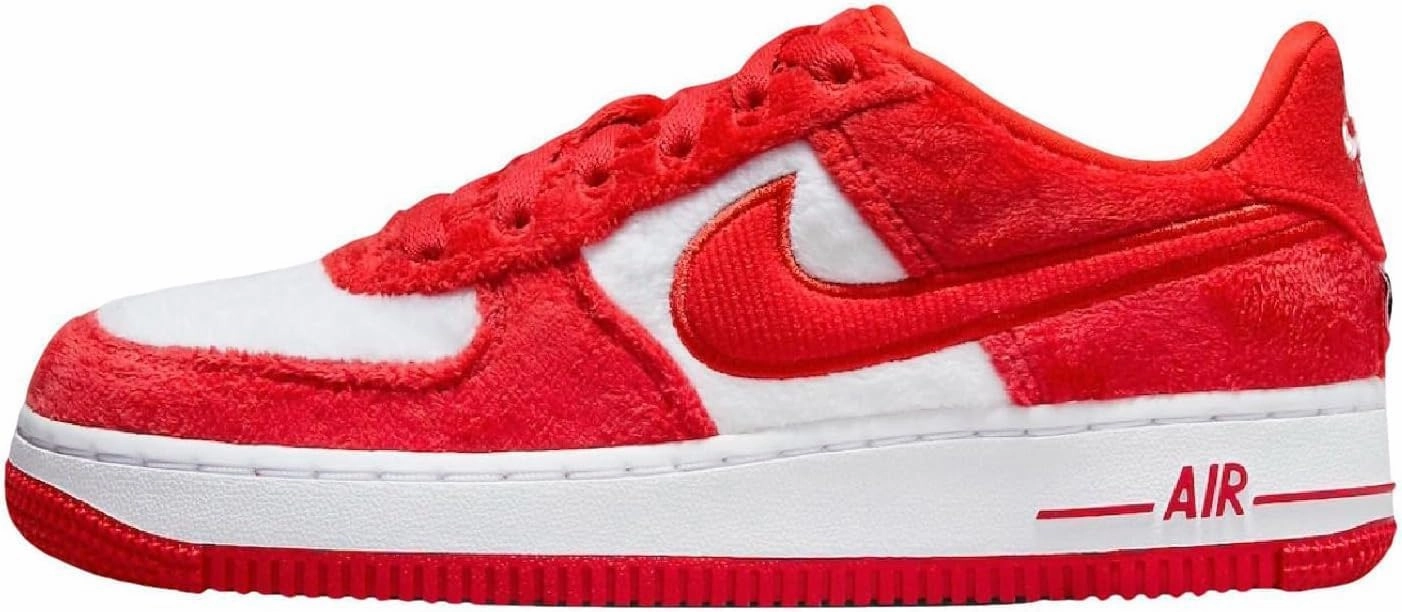 Nike Air Force 1 Big Kids' Shoes (FZ3552-612, Fire Red/White/Pink Foam/Light Crimson) Size 5