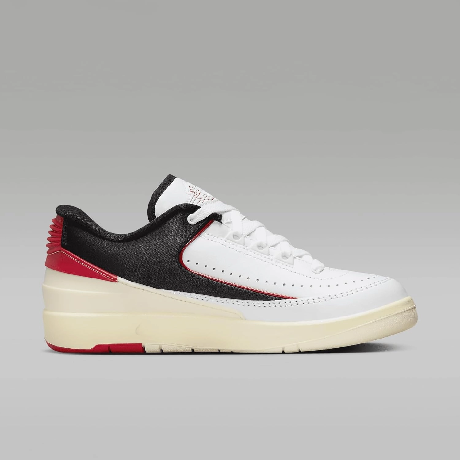Nike Air Jordan 2 Low Black Satin Women's Shoes (FD4849-106, White/Black/Coconut Milk/University Red)