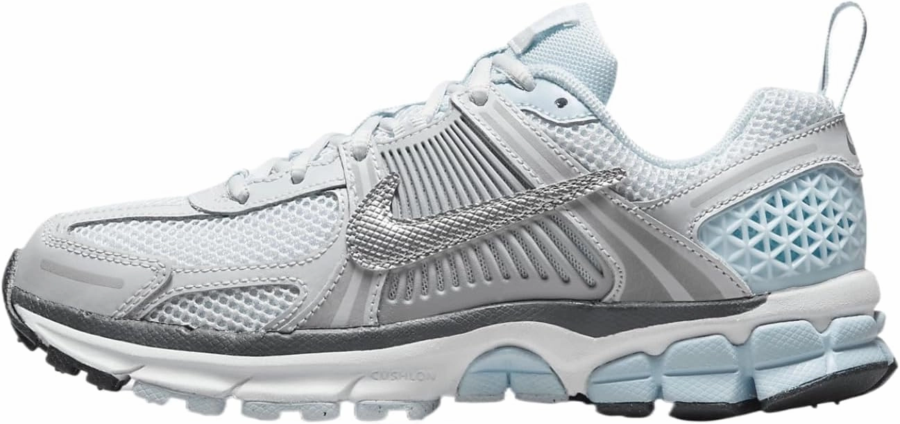 Nike Vomero 5 Big Kids' Shoes (HQ3255-043, Pure Platinum/Glacier Blue/Wolf Grey/Metallic Silver)