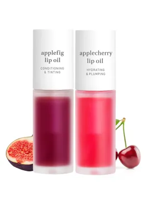 NOONI Korean Vegan Lip Oil - Applefig, 0.12 Fl Oz   Korean Lip Oil - Applecherry, 0.12 Fl Oz Bundle