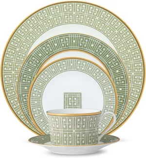 Noritake Infinity Green Gold 5-Piece Place Dinnerware Setting in Green/White