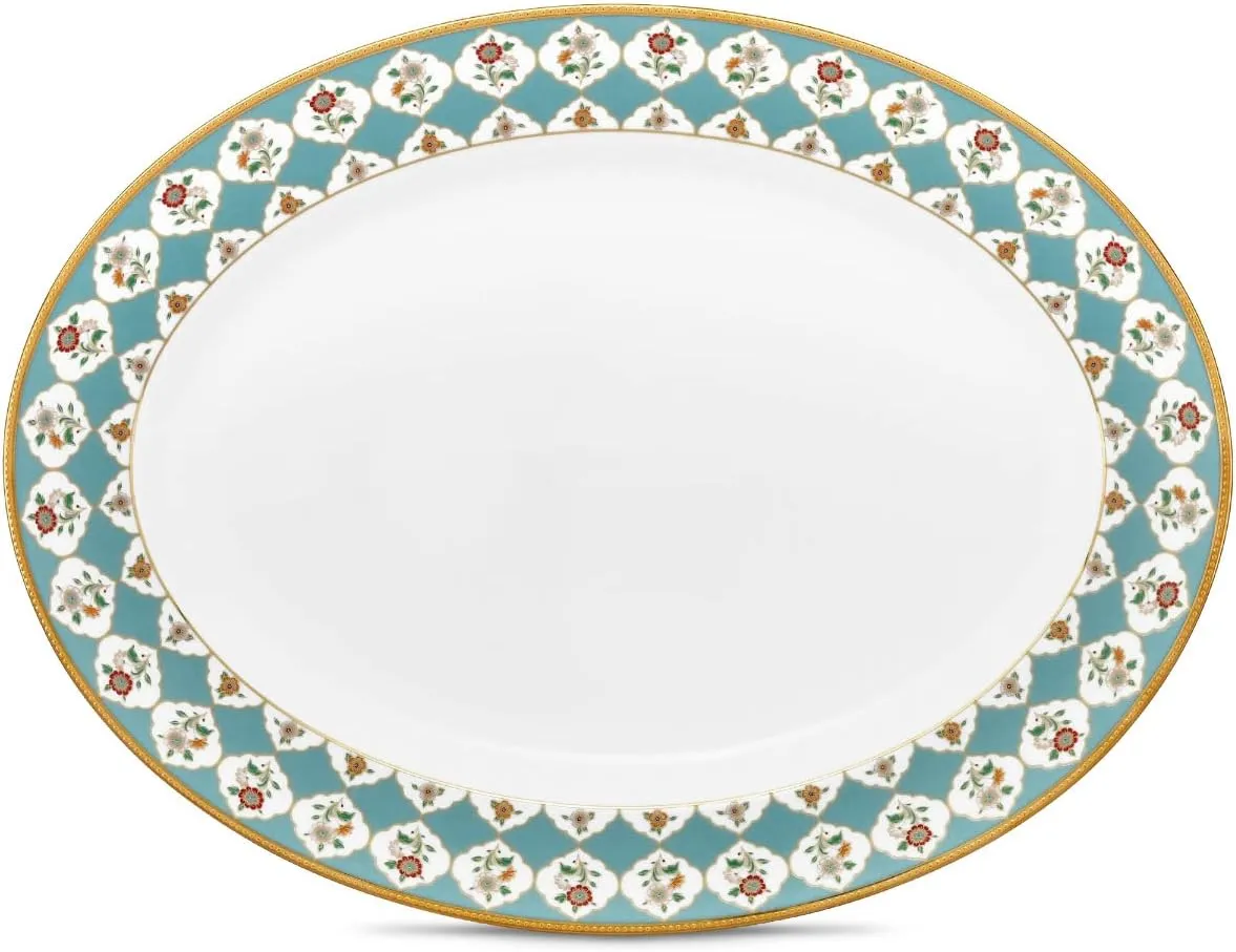 Noritake Lodi's Morning Platter, Oval, 14" in Blue/White