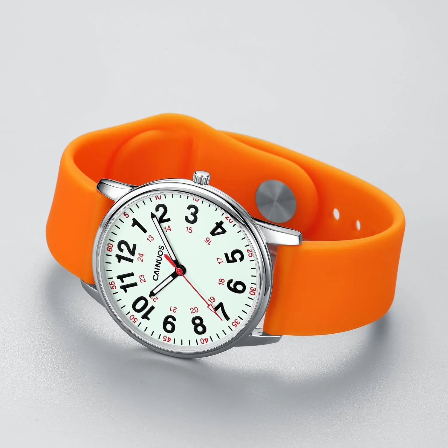 Nurse Watch for Medical Professionals, Students Women Men - Military Time Luminouse Easy Read Dial, 24 Hour with Second Hand, Colorful Silicone Band