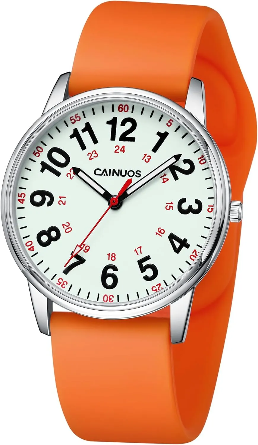 Nurse Watch for Medical Professionals, Students Women Men - Military Time Luminouse Easy Read Dial, 24 Hour with Second Hand, Colorful Silicone Band