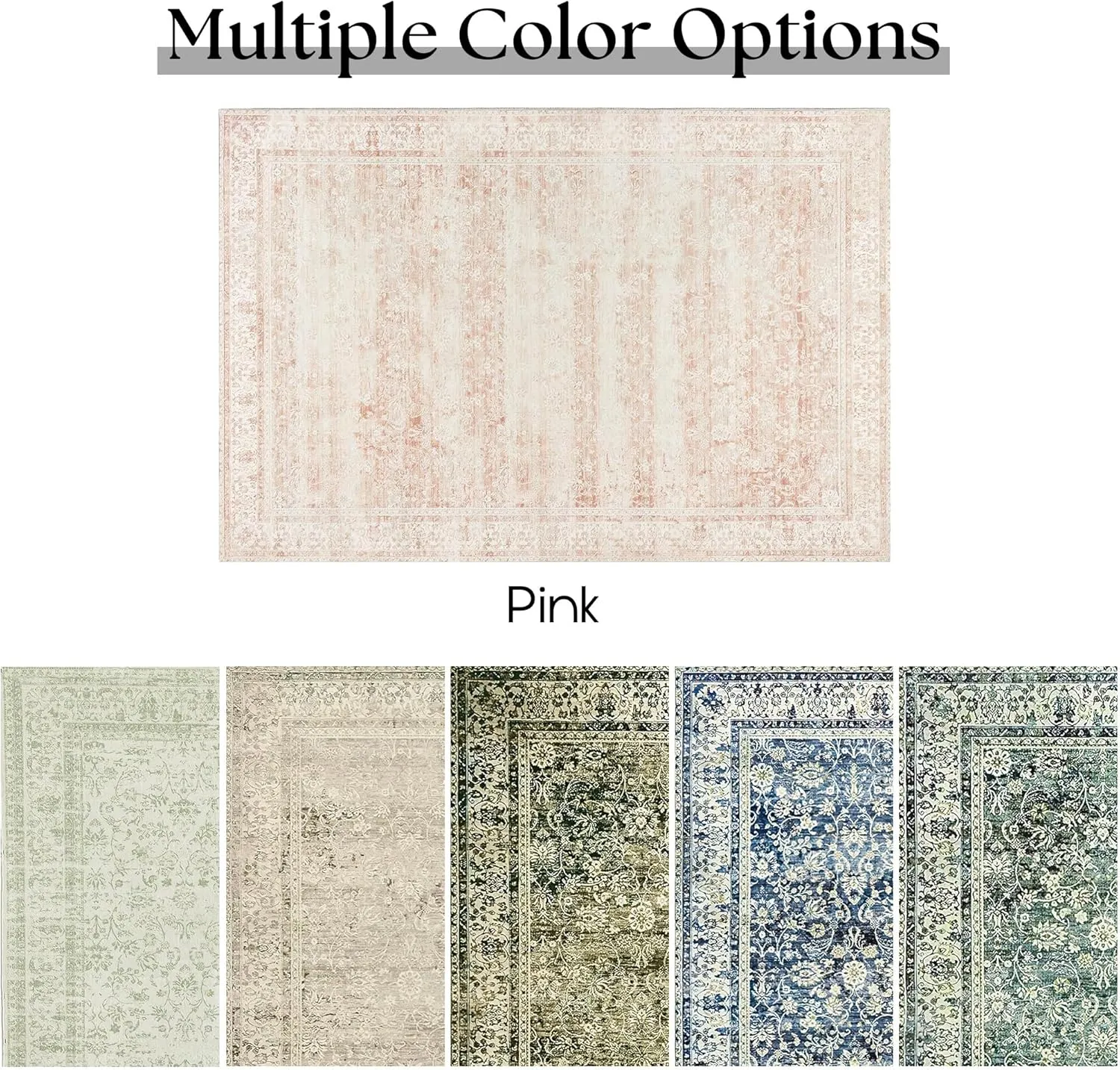 Nursery Rug for Baby Girl Neutral Blush Pink Boho Floral Washable Soft Faux Wool Area Rugs for Living Room Bedroom,5x8