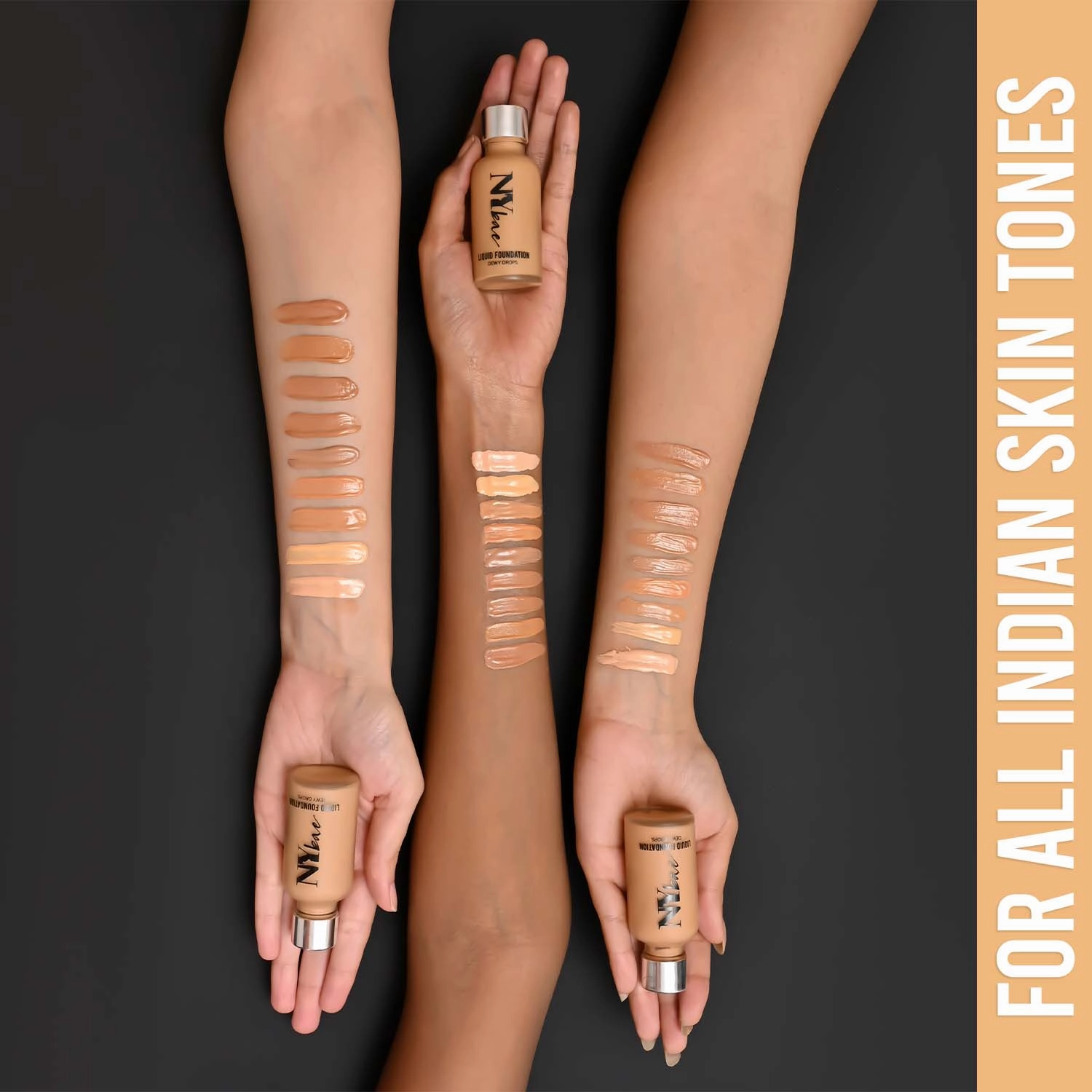 NY Bae Dewy Drops Liquid Foundation | Natural | Full Coverage | Smooth & Light | Easily Blendable | Wheatish Skin Tone | Warm Undertone - Macchiato 3 (30 ml)