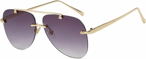 Oversized Aviator Sunglasses for Women & Men, Trendy Rimless Design, UV400 Protection, Stylish Retro Fashion Glasses(Gray)