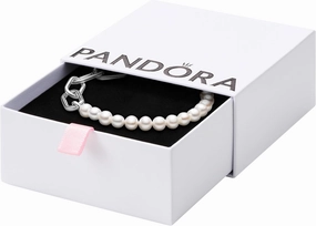 Pandora ME Treated Freshwater Cultured Pearl Bracelet - Features 2 Connectors - Gift for Her - Sterling Silver with White Treated Freshwater Cultured Pearl - With Gift Box