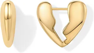 PAVOI 14K Gold Plated Bold Chunky Dupe Heart Hoop Earrings for Women | Gold Earring Pair