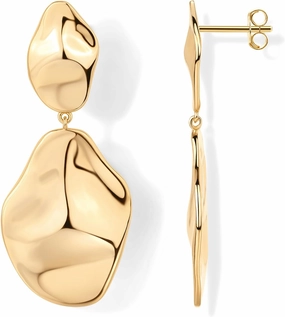 PAVOI 14K Gold Plated 925 Sterling Silver Posts Teardrop Statement Dangle Earrings | Lightweight Hammered Drop Dangle Earrings for Women