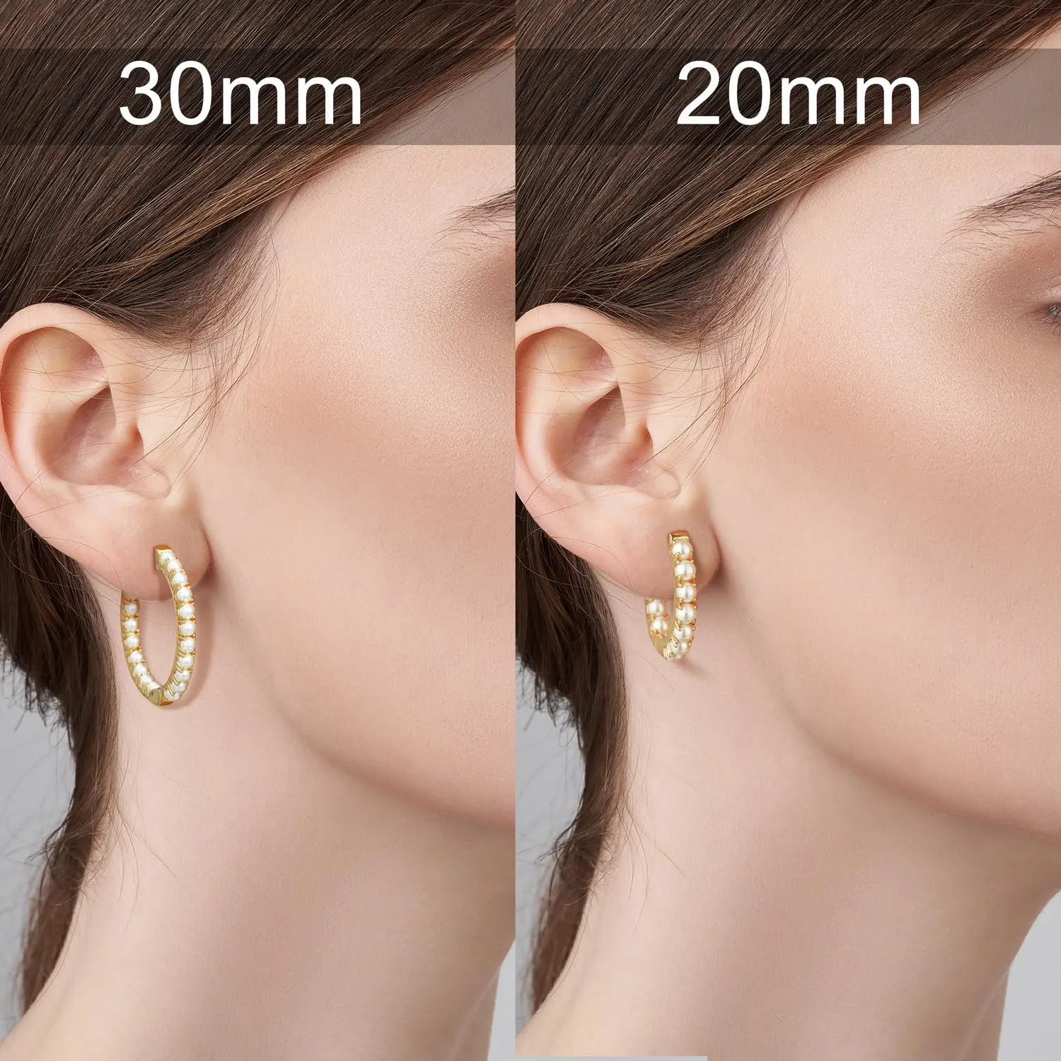 Pearl Earrings for Women Gold Pearl Earrings Hoop Earring for Women 14K Gold Hoop Earring Huggie Hoops 20/30mm