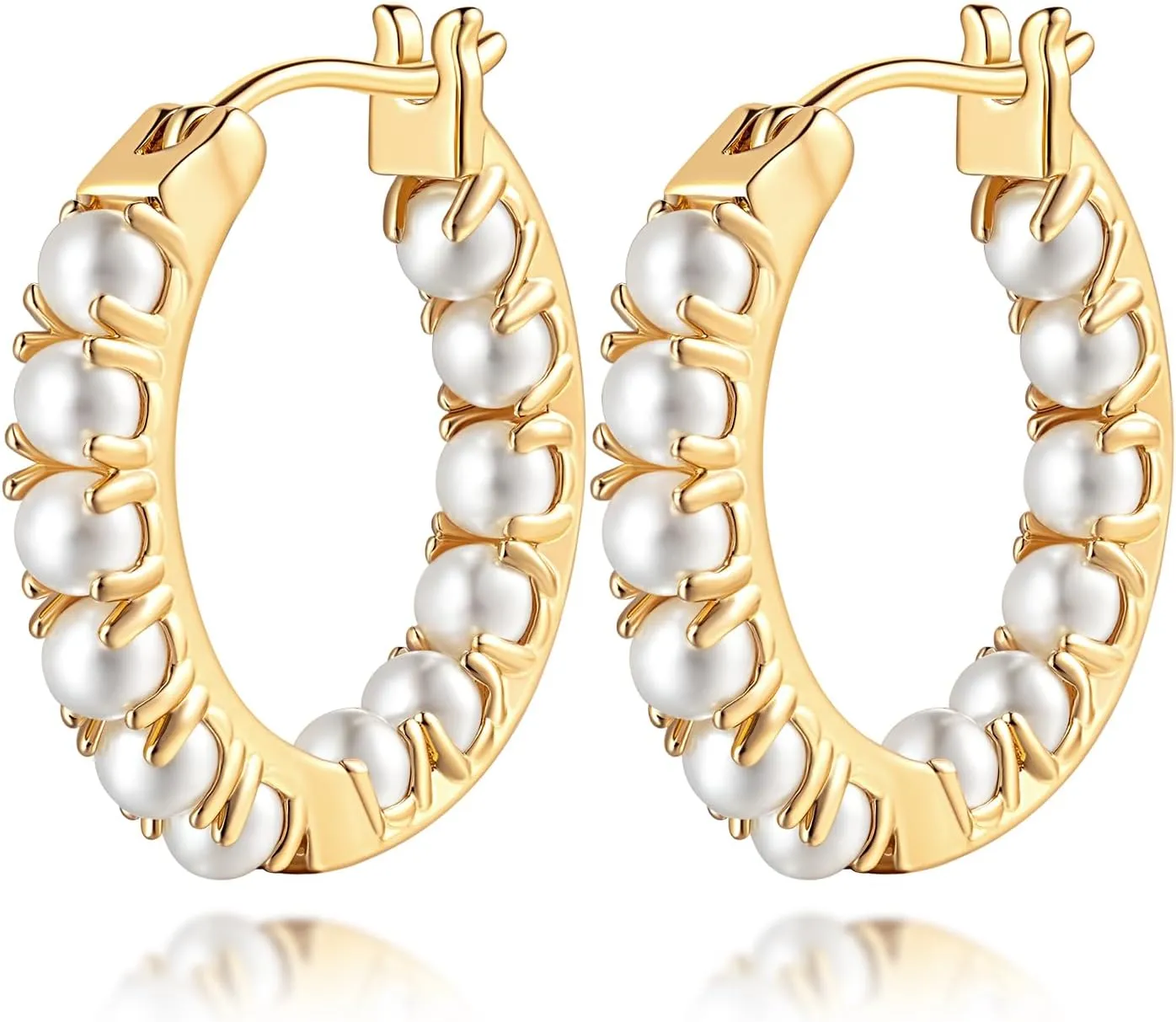 Pearl Earrings for Women Gold Pearl Earrings Hoop Earring for Women 14K Gold Hoop Earring Huggie Hoops 20/30mm