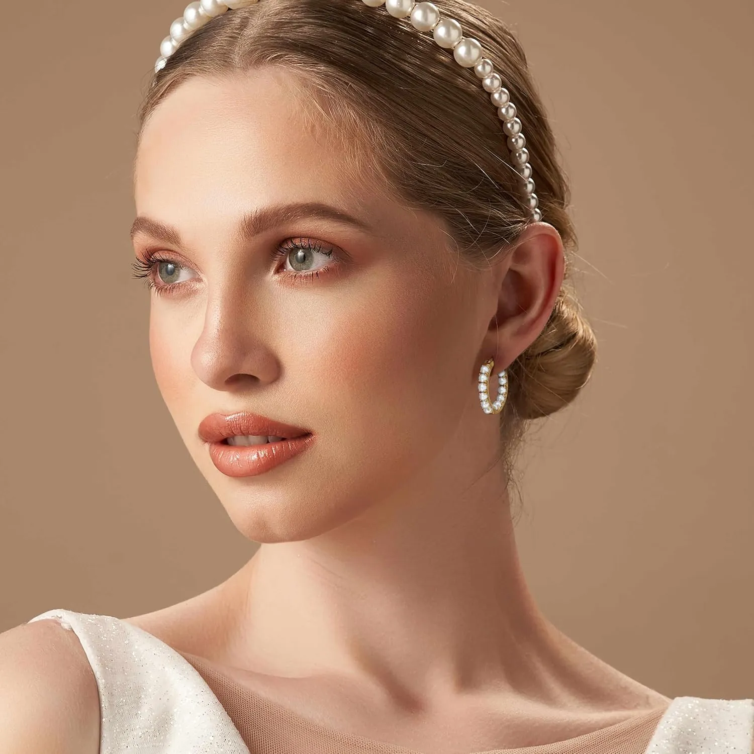 Pearl Earrings for Women Gold Pearl Earrings Hoop Earring for Women 14K Gold Hoop Earring Huggie Hoops 20/30mm