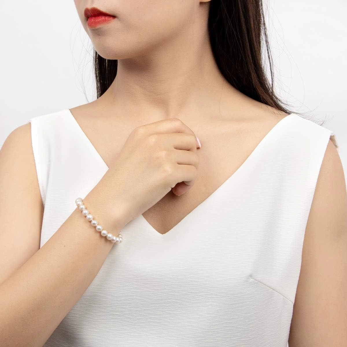 Pearl Bracelets for Women 925 Sterling Silver 6-7mm 7-8mm 8-9mm Round White Freshwater Cultured Pearls Bracelet Gifts for Her