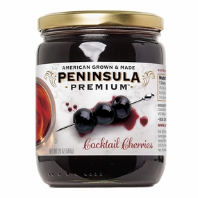 Peninsula Premium Cocktail Cherries | Award Winning | Deep Burgundy-Red | Silky Smooth, Rich Syrup | Luxe Fruit Forward, Sweet-Tart Flavor | Gourmet | American Grown & Made | 20 Oz