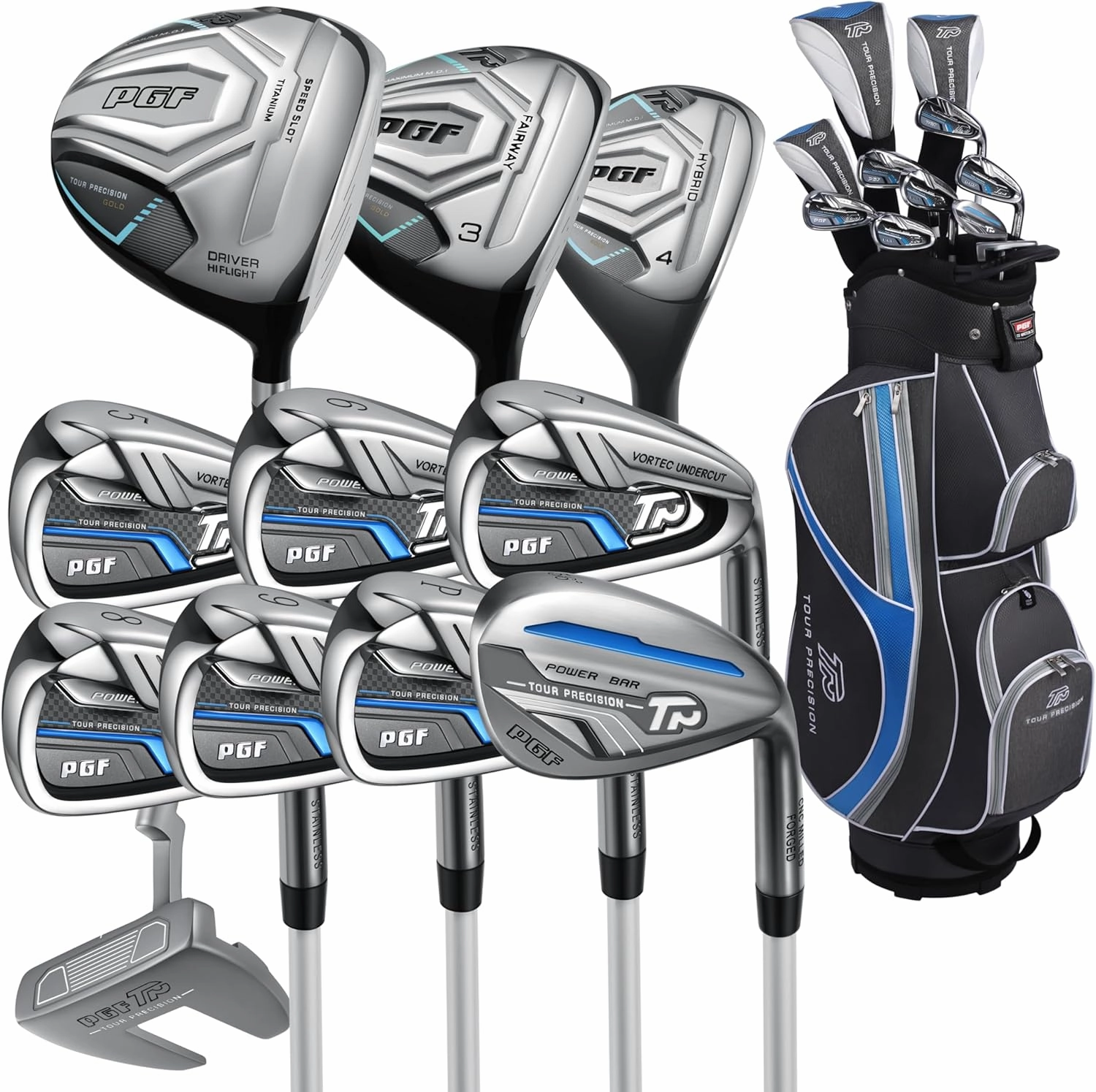 PGF Gold Tour Precision Complete Golf Club Package Set for Men & Women