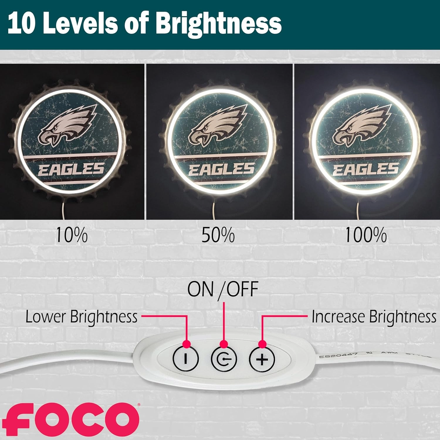 Philadelphia Eagles LED Metal Distressed Bottlecap Light Up Wall Sign – Limited Edition FOCO Eagles Sign – Show Your NFL Team Spirit with Officially Licensed Philly Football Fan Gear